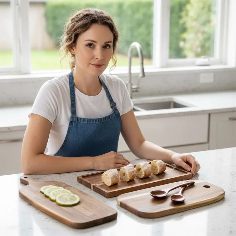 Tagliere in legno ispessito anti-muffa con manico, per formaggi, salumi, pane e frutta - Utensile da cucina