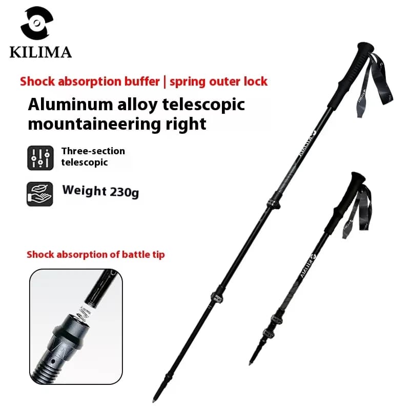 KILIMA Bastoncini da Trekking Telescopici in Lega di Alluminio con Ammortizzatore a Molla, Bastoni da Passeggio Leggeri e Regolabili, Bastone da Trekking Anti-Shock