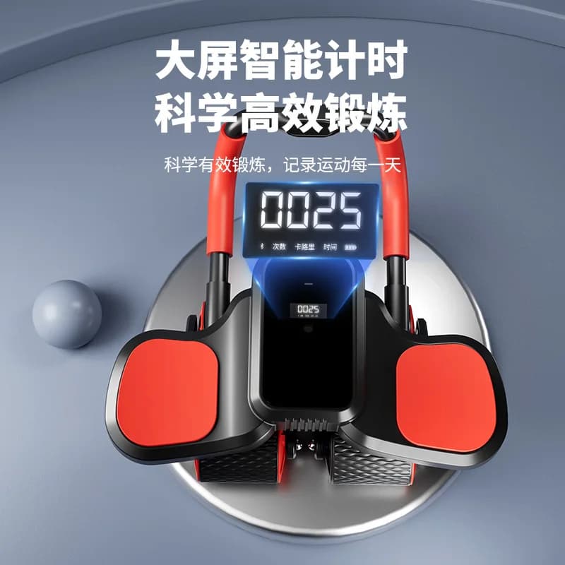 Digital Display 4 Wheel Ab Roller with Auto Rebound, Abdominal Trainer for Home Gym Belly Fat Loss Workout Body Building