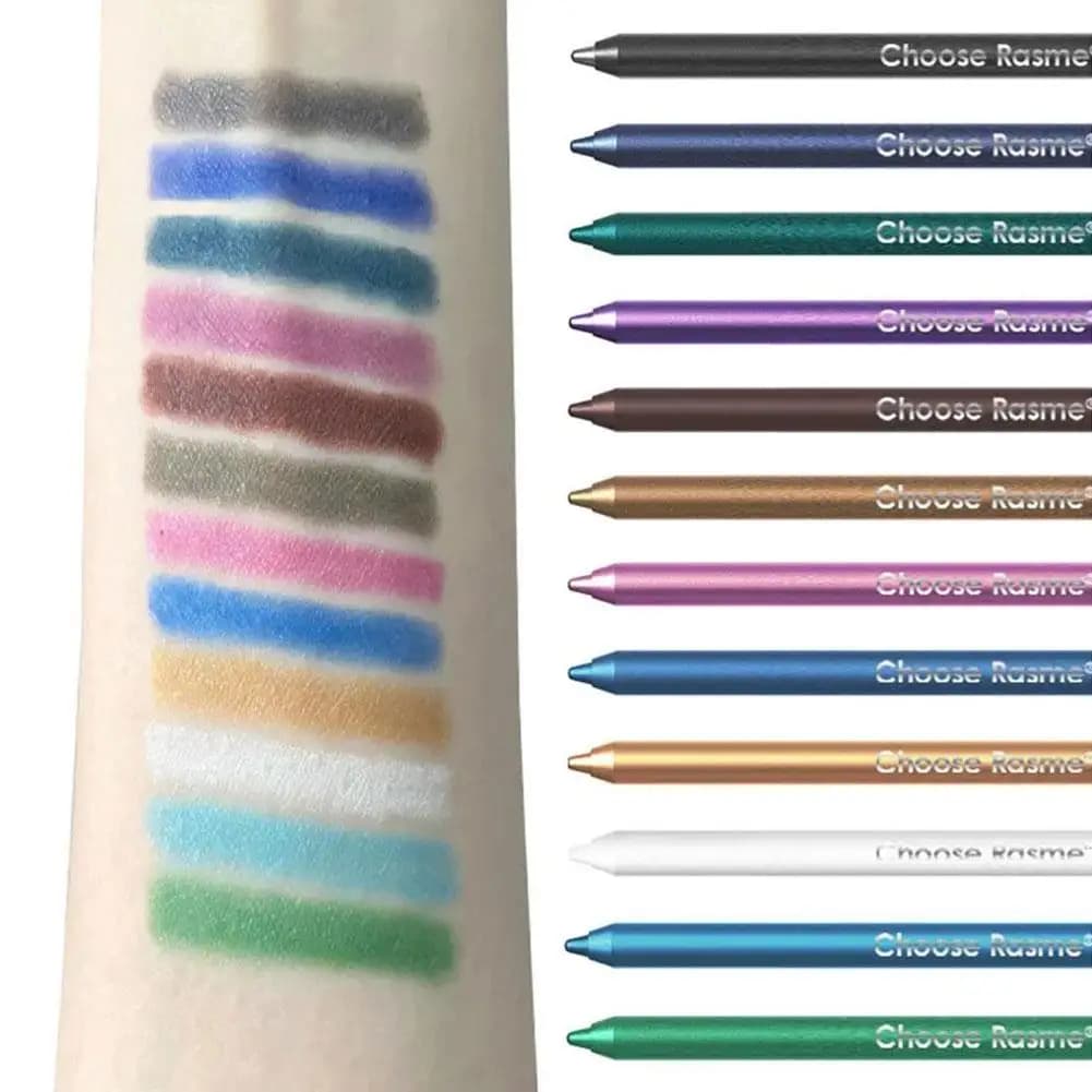 Set of 12 Matite Eyeliner Gel Effect Pearl 2026, Waterproof, No Agglomerations, Long Life, Aegyosal, Make Eyes for Party and Beauty