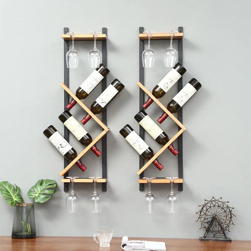 Portabottiglie per vino rosso in legno massello, scaffale da parete, decorazione da parete, espositore creativo per ristorante, armadietto per vino, portabottiglie capovolto