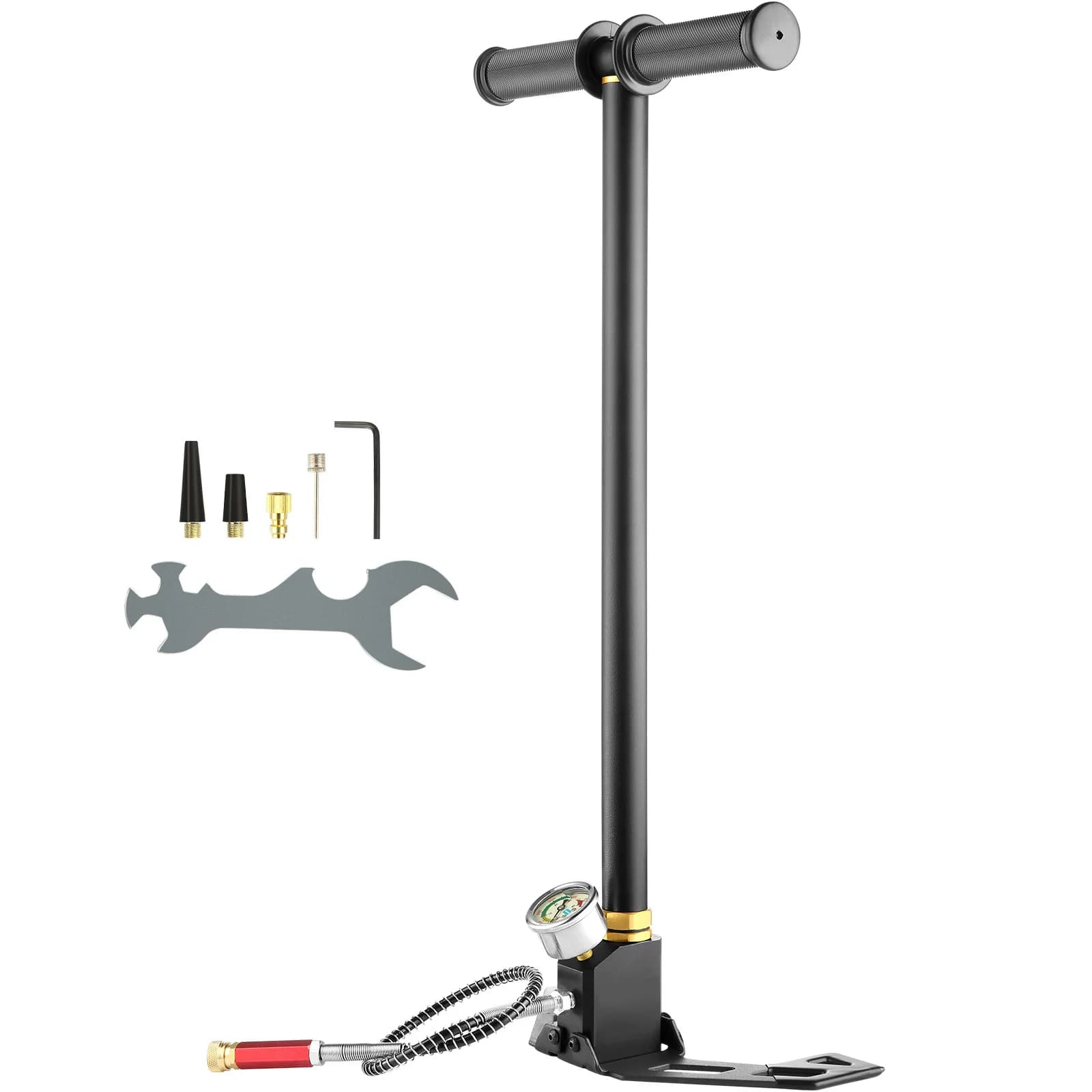 SucceBuy Pompa PCP a 3 Stadi 30MPa 4500PSI con Manometro, Pompa ad Aria Manuale per Gonfiaggio Pneumatici Auto, Biciclette, Bombole Subacquee, Paintball