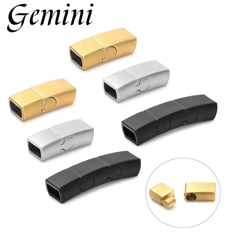 10 Pezzi Chiusure Magnetiche in Acciaio Inox Estese a Due Parti, Foro 16*3mm per Braccialetti in Pelle, Forniture per Creazione di Gioielli Fai-da-Te