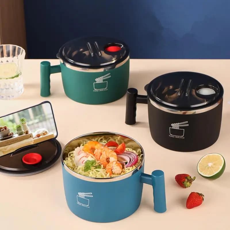 1 Pezzi Ciotola Contenitore per il Pranzo 1000ml Grandi Ciotole per Zuppa Tailandese Stoviglie Con Supporto per Telefono Ciotole per Cereali Stoviglie per Esterni