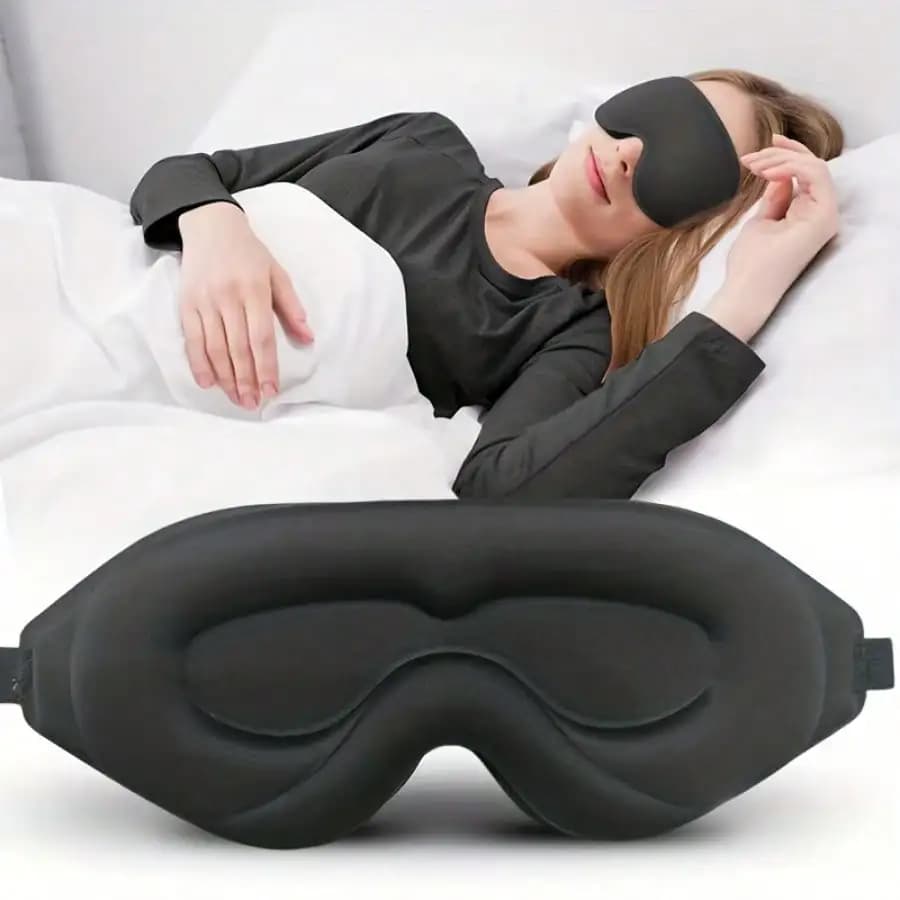 Contour 3D Sleep Mask, Pack of 1, 100% Darkening, Adjustable Strap, Soft and Breathable For Sleepers On One Side, Travel/Night Night/Deep