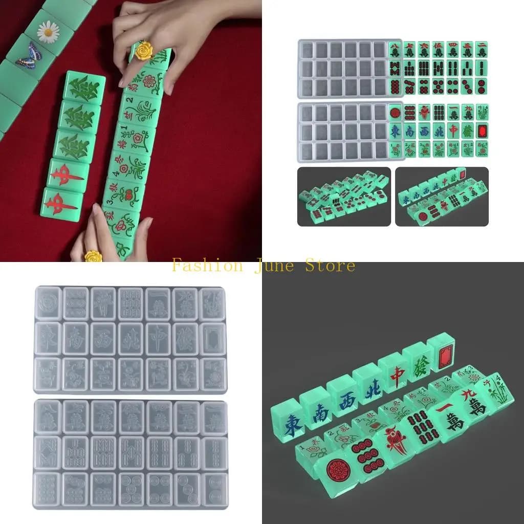 N5KA Piastrelle Mahjong cinesi Stampo in resina epossidica cristallo UV Stampo a 21 cavità fai da te