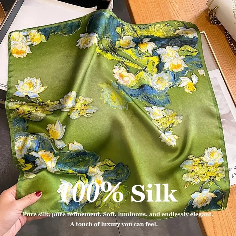 Sciarpa 100% Seta Vera, Bandana alla Moda da Donna, Sciarpa Quadrata in Twill 53cm, Foulard, Hijab, Sciarpa da Collo, Pashmina, Poncho, Bufanda