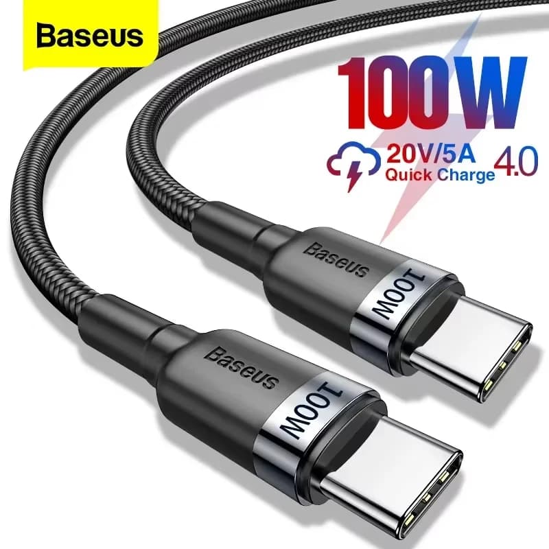 Baseus 100W/5A USB C-type USB cable for iPhone 17 16 PD Fast charging cable for MacBook Samsung Xiaomi C-type cable