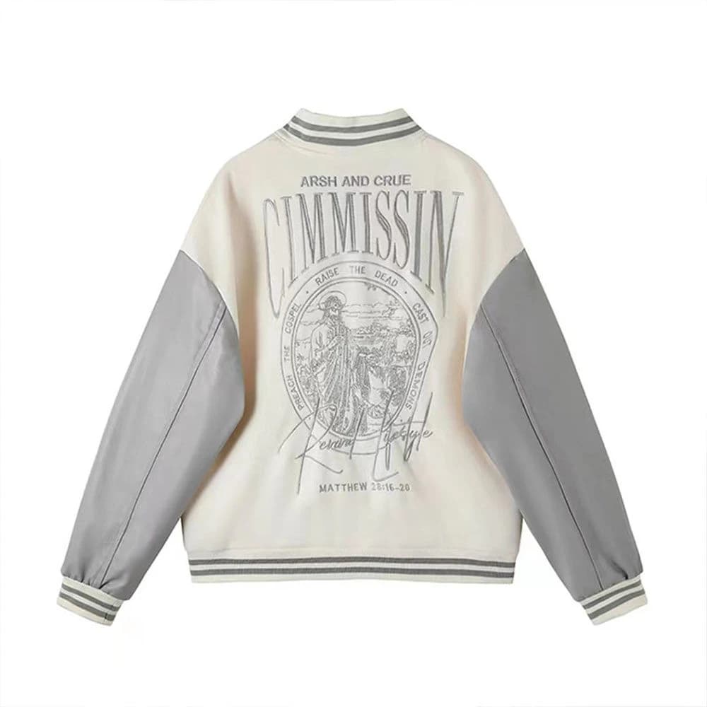 Off white college trend brand embroidered patchwork baseball jacket for men and women, new autumn 2023 jacket top bomber jacket