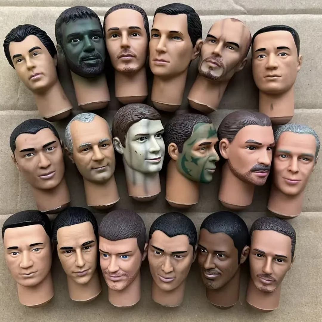 Teste di bambola soldato maschio in scala 1/6 con faccia rara Figura da collezione per bambole fai-da-te che realizzano teste di soldato a collo lungo