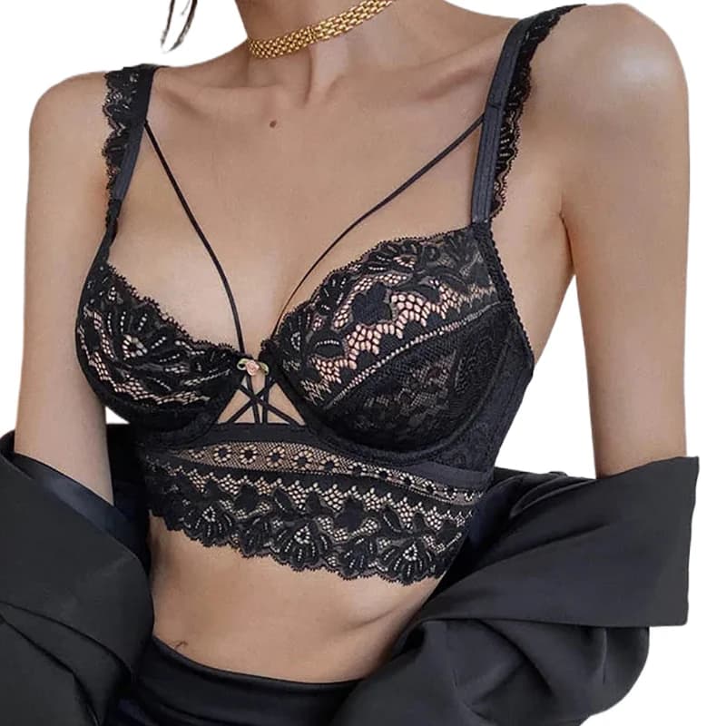 CINOON Top Set classic bra with bandage Lingerie Bra push up Set lace Underwear Sexy transparent lace for women's underwear