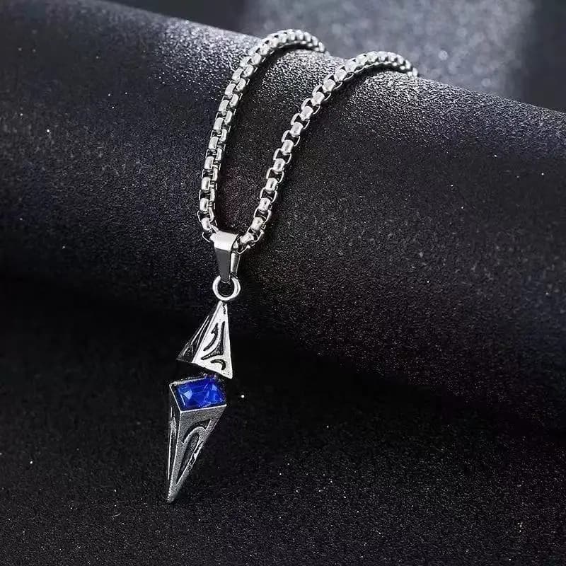 Nuova Collana Geometrica Premium con Zircone Blu Astrale a Rombo, Ciondolo da Uomo di Tendenza, Elegante e Semplice, Stile Ins