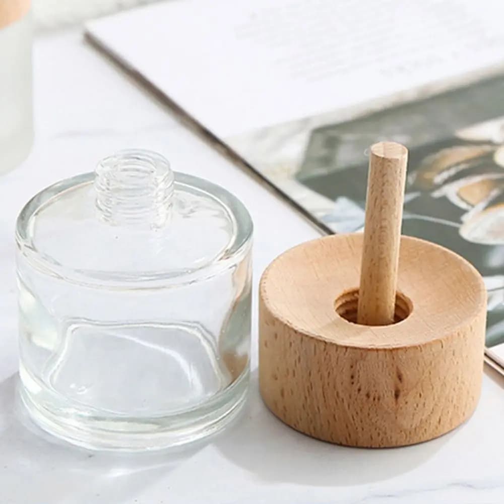 Bottiglia di aromaterapia bottiglie di profumo vaso diffusore a bastoncini olio essenziale vaso vuoto in legno massello di vetro