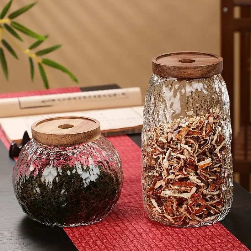 Barattolo in Vetro Goffrato Stile Giapponese Vintage, Contenitore Sigillato per Snack e Frutta Secca, Bottiglia per Conservazione Alimenti in Cucina, Contenitore per Casa