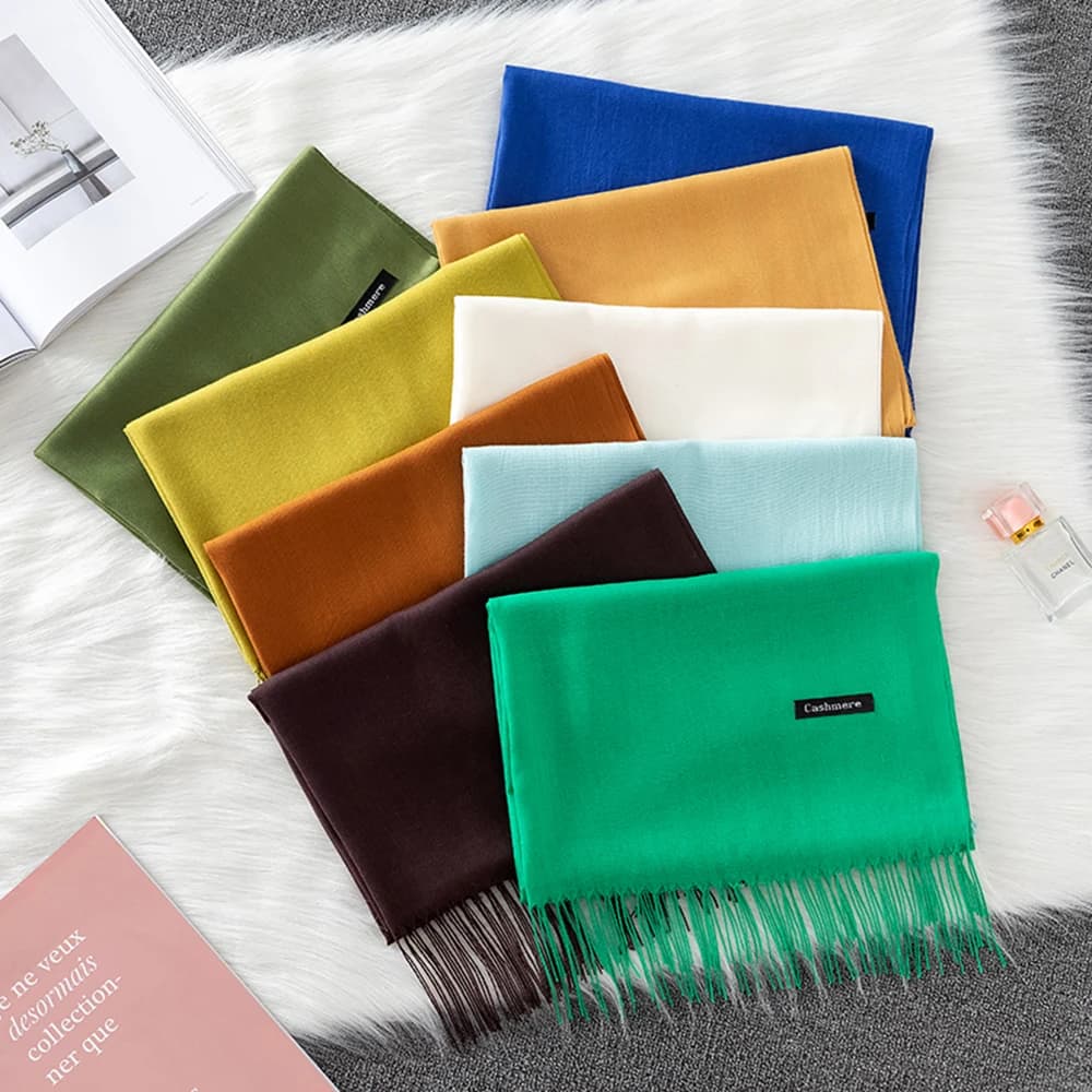 Di modo Solido Sciarpa Delle Donne di Cachemire Morbido Inverno Caldo Sciarpe Hijab Femminile Lunga Fascia Scialle Avvolge Bandana Foulard 2022 Echarpe