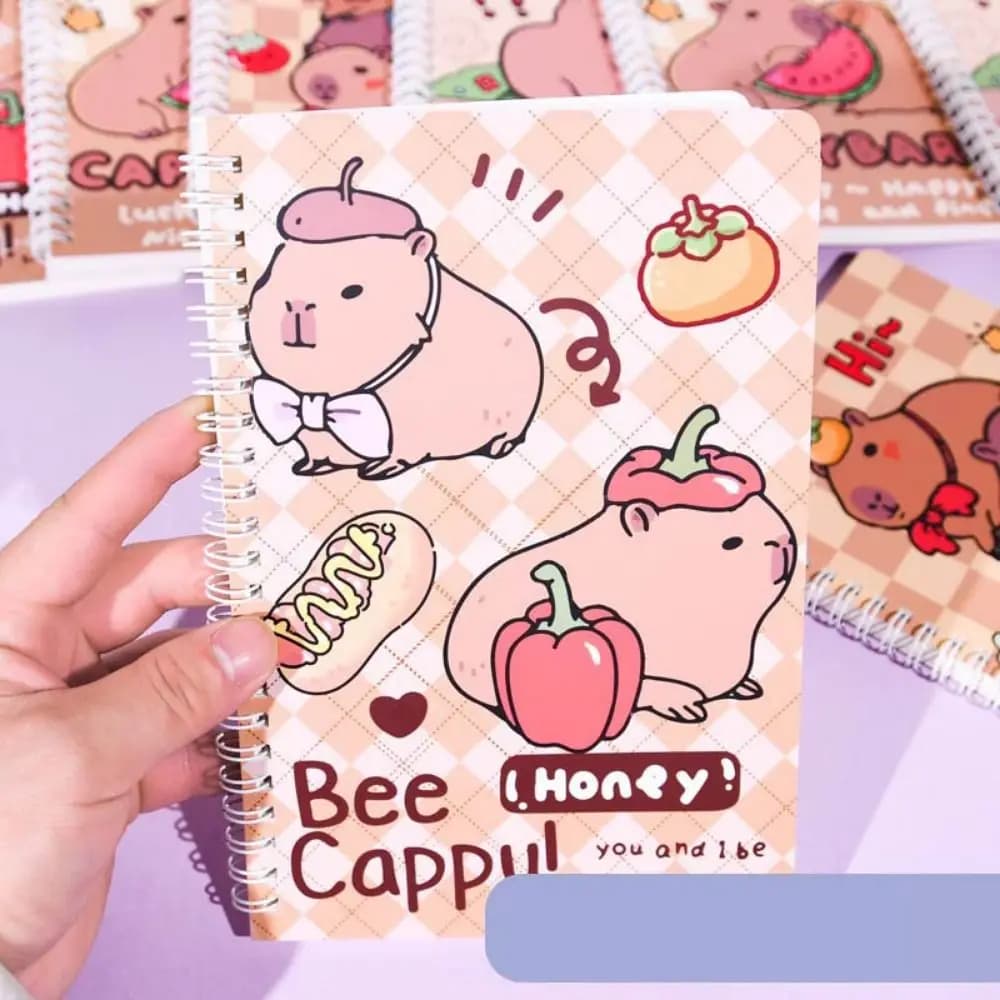 Agenda A5 con Copertina Capibara, Pagine a Righe, Quaderno a Spirale per Appunti Quotidiani, Carino Blocco Note Piccolo per Scuola e Ufficio