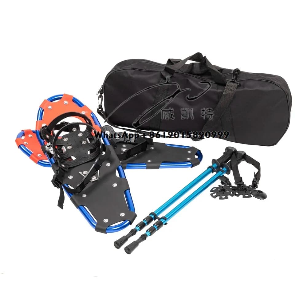 Ski snowshoe racks with aluminum frame for men adult lightweight walking on winter safety anti-slip snow with hiking sticks