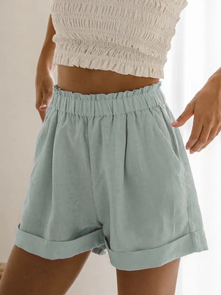 Pure Linen Shorts Women's Summer Loose Straight Leg 21 Thread Count High End Linen Cool Sensation Breathable Pants