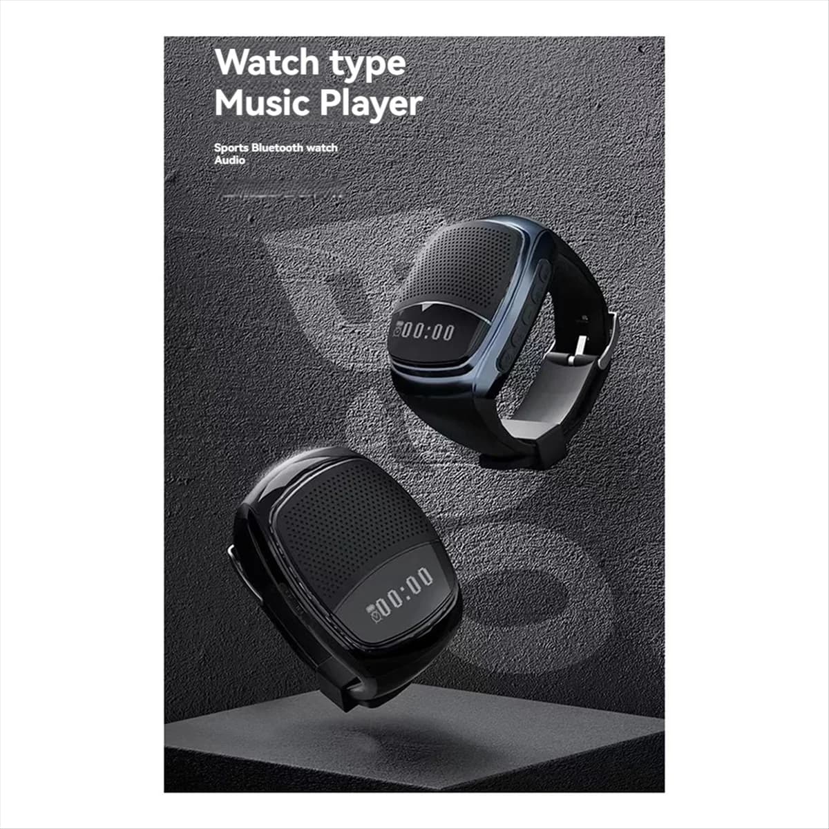 BAAZ HOT~B90 Orologio da polso con supporto per altoparlante Bluetooth per schede TF Ideale per correre e sport Nero