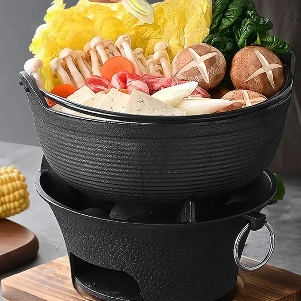 1pc Stainless Steel Barbecue Grill Table Grill Round Coal Cast Iron Rope for Outdoor Camping for Home Party
