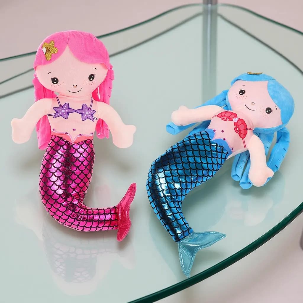2 Pezzi Cuscino a Forma di Sirena, Morbido Peluche Decorativo a Tema Marino, Cuscino da Abbraccio per Ragazze, Giocattoli da Coccolare