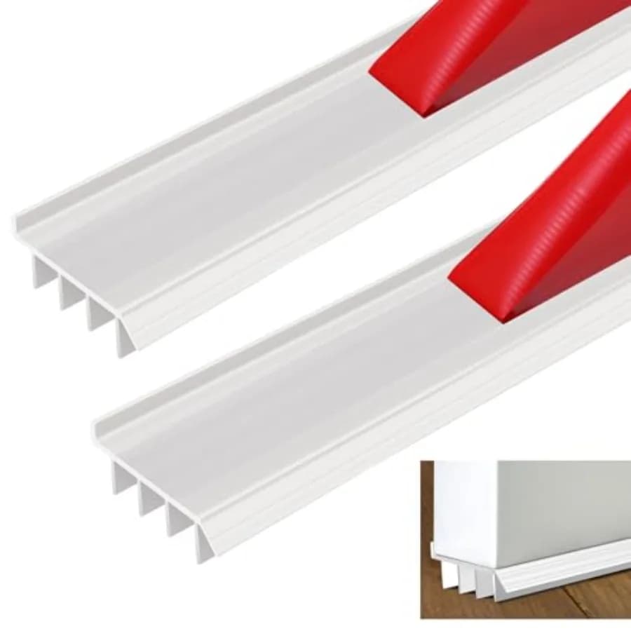 2 Pcs Vinyl Door Bottom with Self Adhesive Tape Adjustable Weatherstrip Under Door Bottom Seal with Drip Cap Fits Gaps from 1/'