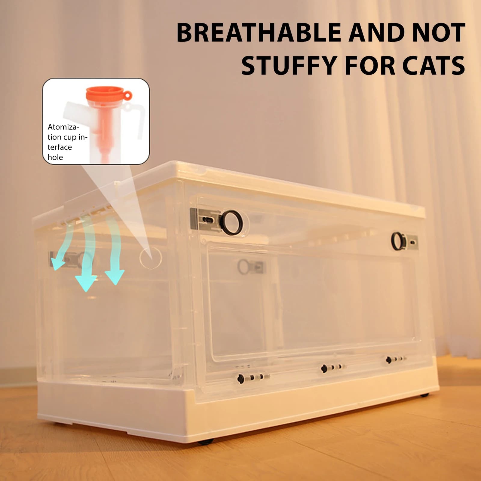 Scatola per nebulizzatore per animali domestici Gabbia per ossigenoterapia portatile Trasportino trasparente pieghevole con maschera per nebulizzazione Sollievo dalla tosse e aiuto per la respirazione