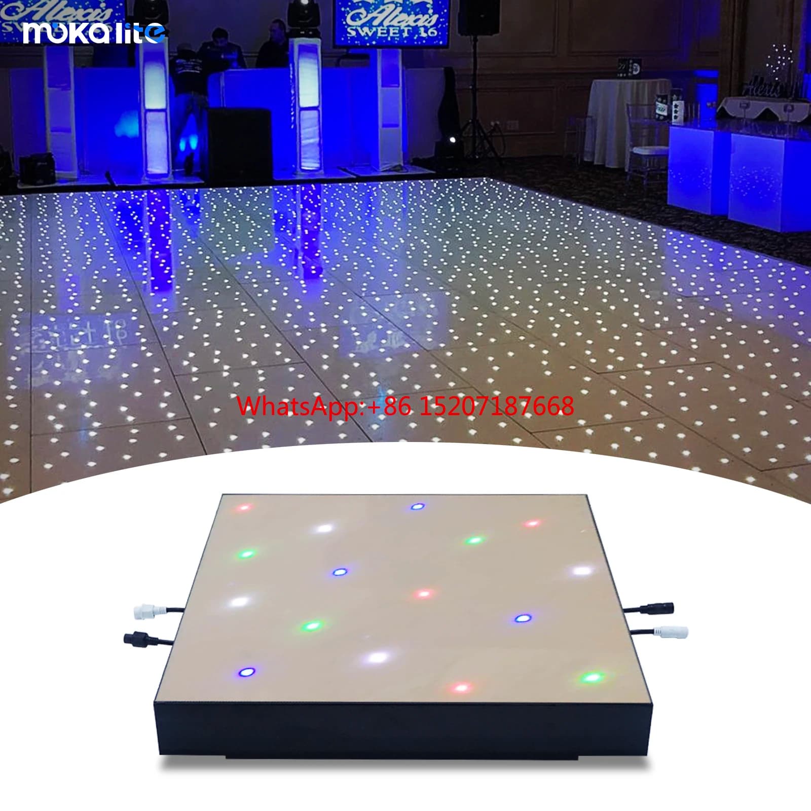 Pannelli magnetici per piastrelle da pavimento per feste in discoteca, illuminati a LED RGB, bianchi, scintillanti, scintillanti, per la vendita di matrimoni