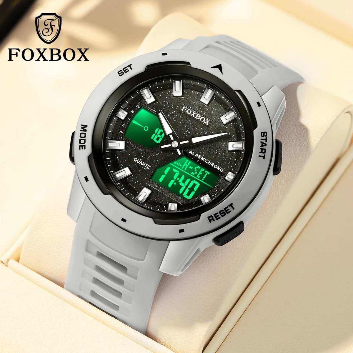 Orologio da Polso Sportivo Casual da Uomo FOXBOX, Digitale al Quarzo, Cronografo, Impermeabile, Luminoso, Antiurto con Display Data e Settimana