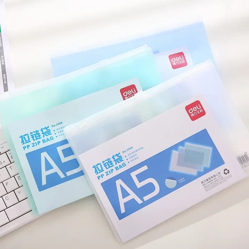 10Pcs/Lot File Organizer Storage Folder Standard Transparent PVC Loose Leaf Pouch with Self-Styled Zipper Filing Binder Document