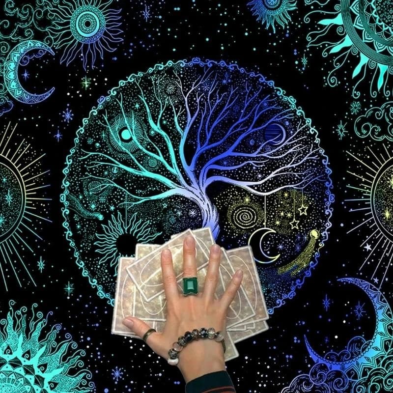 Divinations Cards Table Cloth Tapestry Trees Of Life Tarot Card Tablecloth