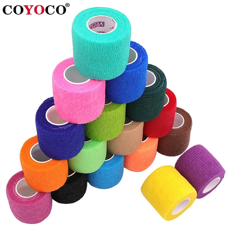 COYOCO 2.5/5/7.5/10 cm * 4.8 m Benda autoadesiva elastica non tessuta Benda coesiva per fissaggio sportivo Dito Polso Gamba