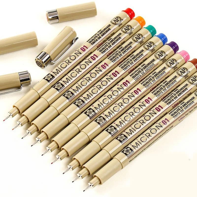 Confezione da 8, set di penne Sakura Pigma Micron da 0,25 mm Fineliner a colori Linee da disegno Pennarello Forniture artistiche per studenti scolastici