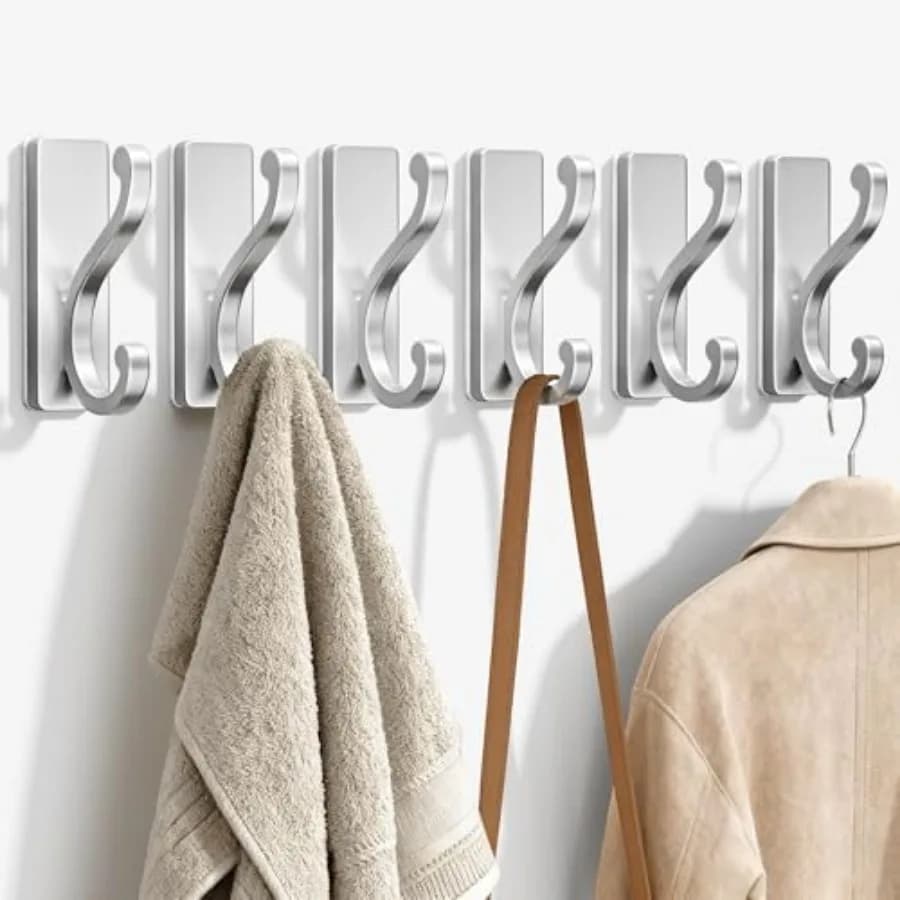 Coat Hooks for Hanging - Self Adhesive Hooks Wall Mount for Clothes, Towel, Keys, Purse, Backpack, Sticky Hangers for Door, Kit