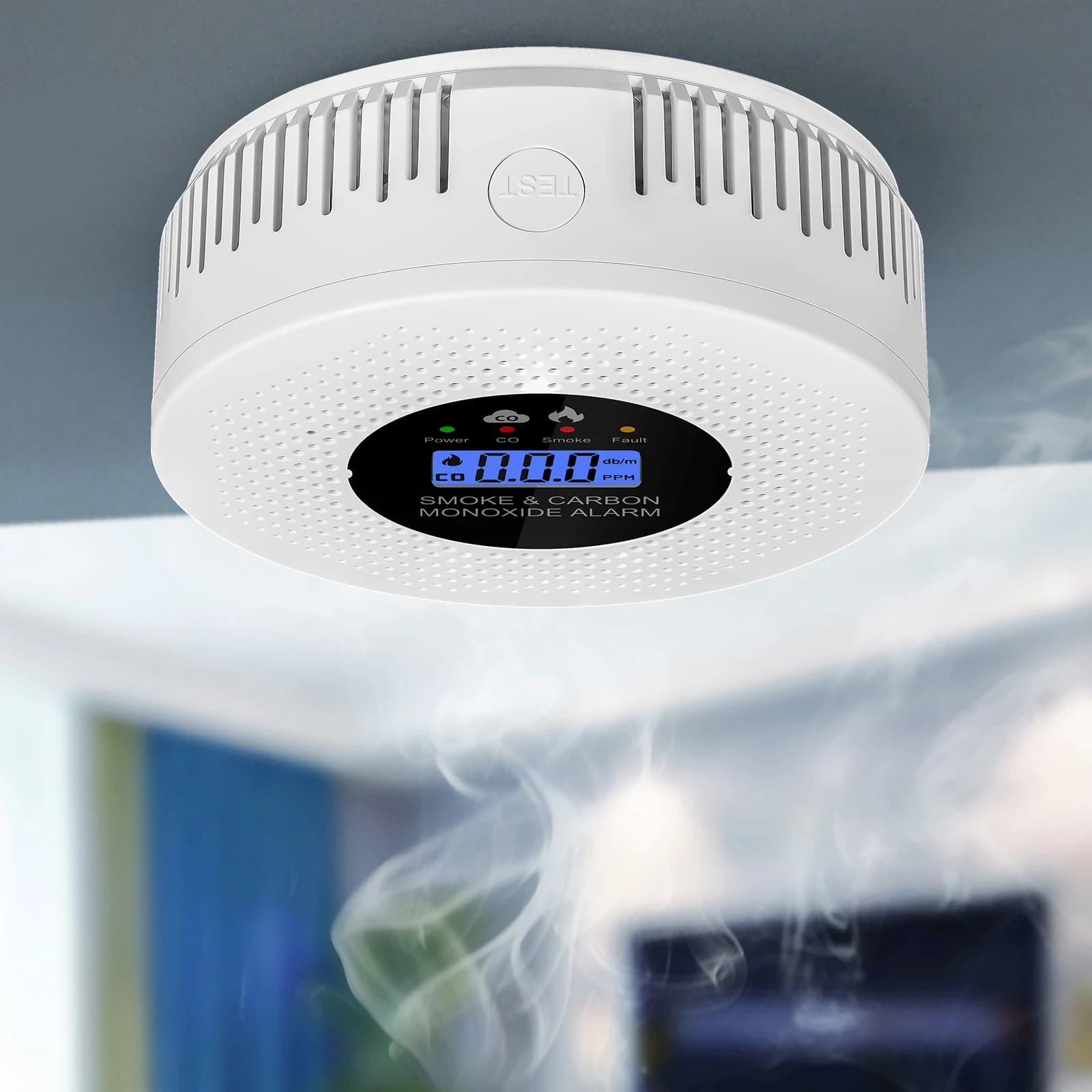 NUOVO Rilevatore di Fumo e Monossido di Carbonio 2-in-1 con Display LCD, Allarme CO a Batteria per Casa, Corridoi, Camera da Letto