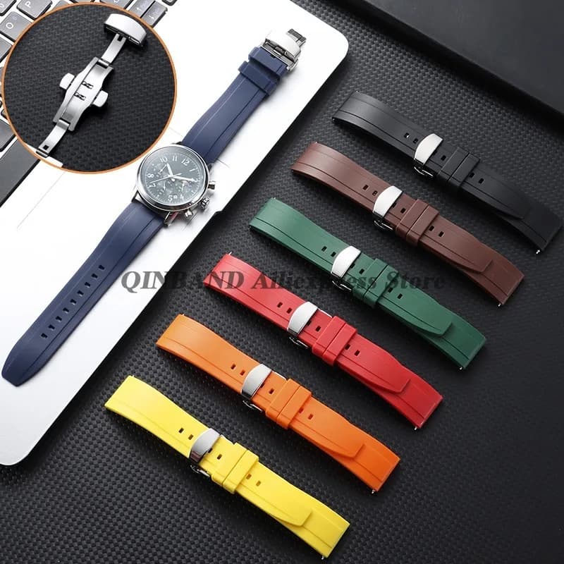 Cinturini per Orologi in Silicone Morbido con Fibbia a Farfalla Colorata 20mm 22mm 24mm, Bracciali Impermeabili a Sgancio Rapido per Uomo e Donna
