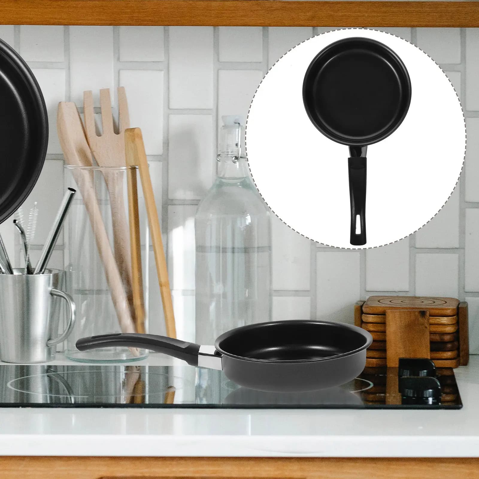 Set di 2 Padelle Antiaderenti da 14 Cm con Base in Ferro e Fondo Piatto per Tutti i Tipi di Piani Cottura, Ideali per Uova, Pancake, Omelette, Bistecche, BBQ e Grigliate