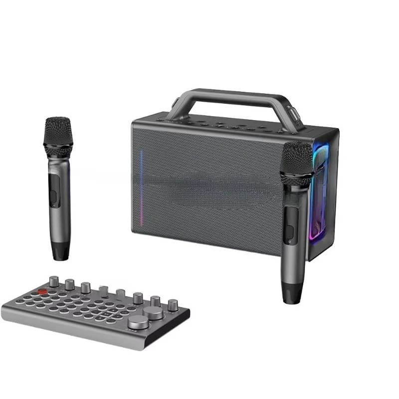 S1116 200 Watt Portable Wireless Speaker Karaoke Machine with 2 Wireless Microphones Outdoor Stage RGB Light Emitting
