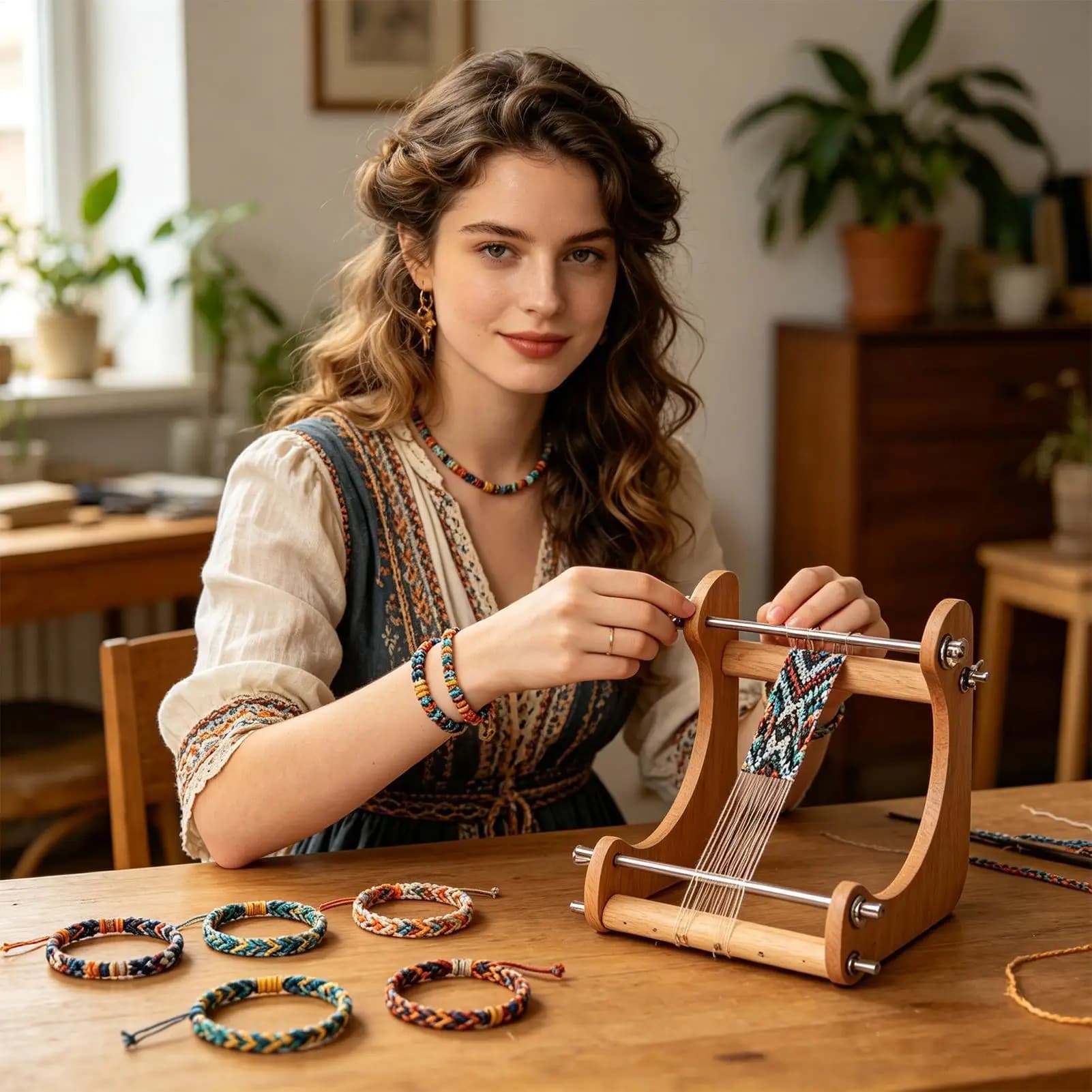 Bead Weaving Wooden Ergonomic Angled Adjustable Loom Beading & Jewelry Making for Bracelet Necklace DIY Crafts Fashion