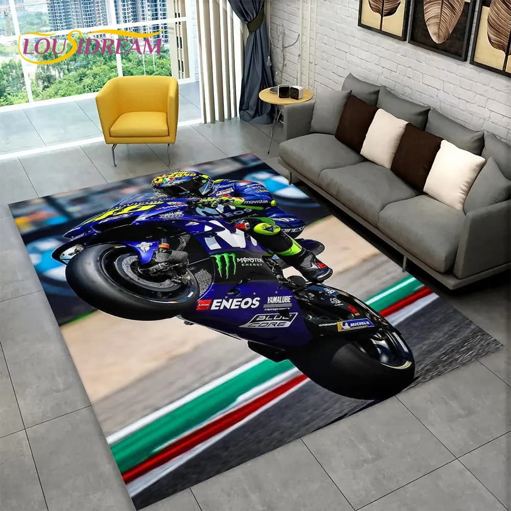 Carpet for racing area for motorcycle 3D large, carpet for the house, living room, bedroom, sofa, tirbino, children's non-slip mat