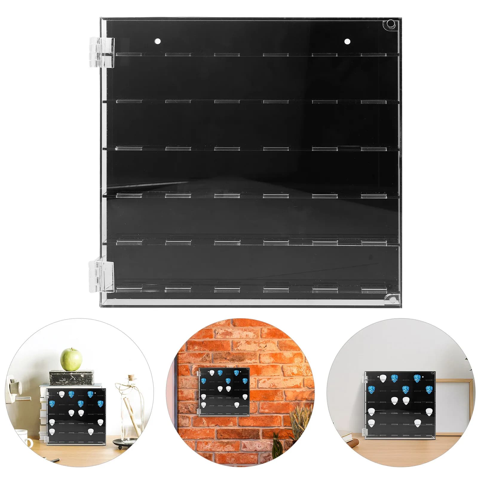 Scatola porta plettri per chitarra, contenitore trasparente per 36 plettri, organizer per accessori per chitarra acustica ed elettrica