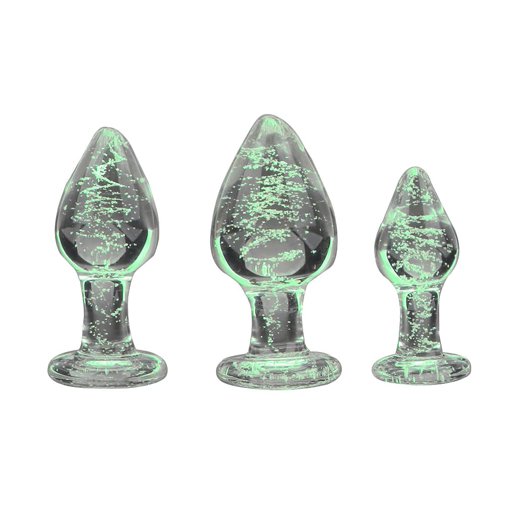 IKOKY Butt Plug in vetro luminoso Plug anale Giocattoli per adulti Giocattoli erotici Gioielli in cristallo Perline anali Sex Shop Nessuna vibrazione
