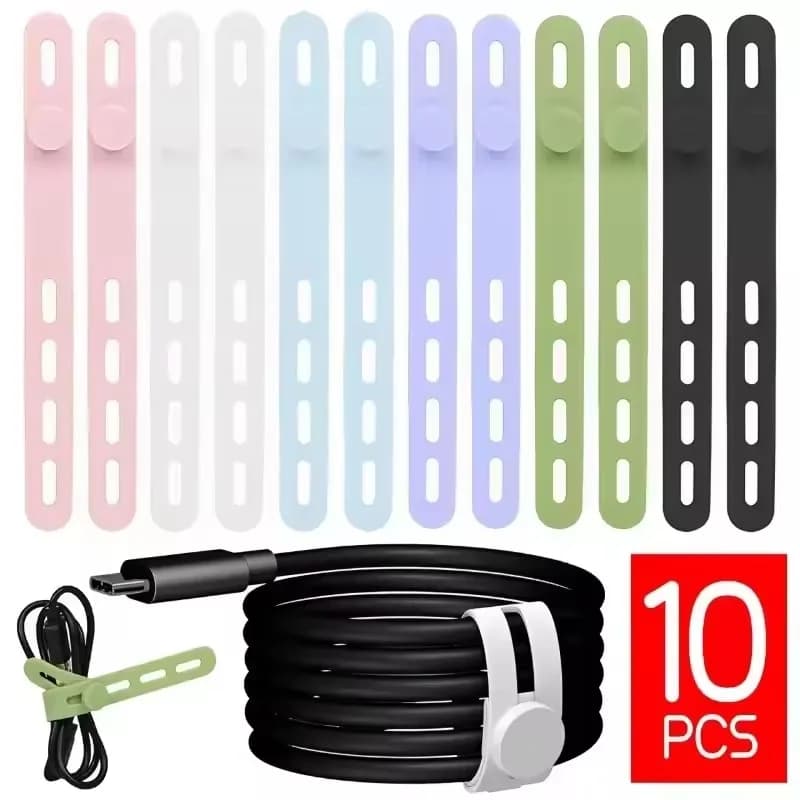 Organizzatore di Cavi da Scrivania Riutilizzabile, Fascette in Silicone per Cavi, Clip per Gestione Fili per Auricolari, Cavi USB, Cinghie per Mouse