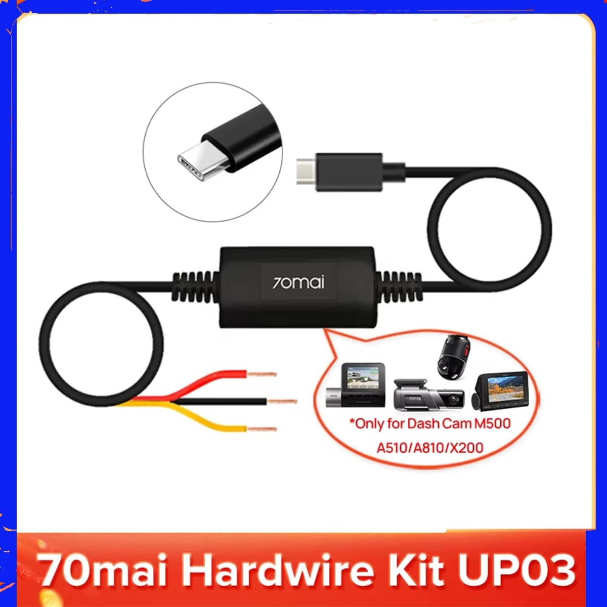 UP03 Hardwire Kit Parking Surveillance Cable ONLY for 70mai Dash Cam M500/Omni X200/X800/A810/A510 Dash Cam