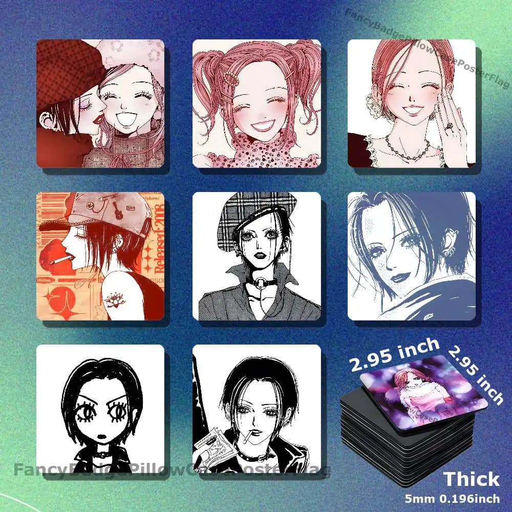 N-NANA Komatsu Osaki Acrylic Refrigerator Magnets Square Tiles with Magnetic Sheets for Home Decoration