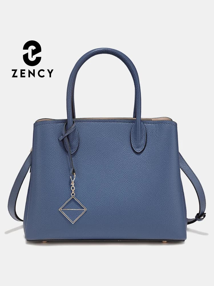 Borsa a tracolla grande da donna Zency in vera pelle, modello shopper di design, con manico superiore e multitasche