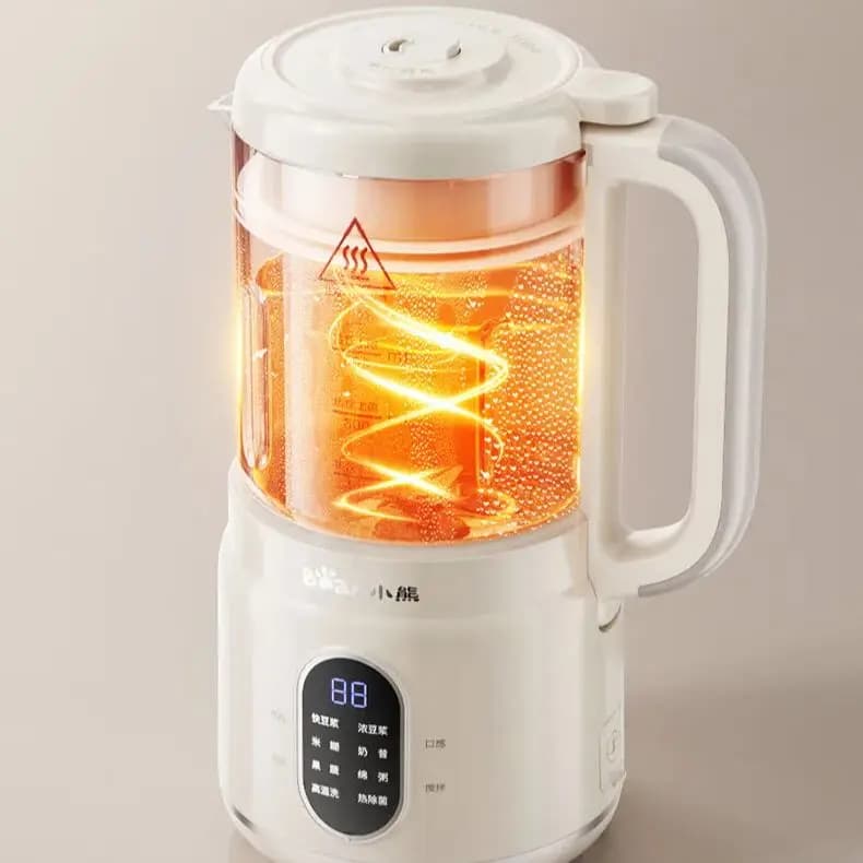 Bear High-Speed ​​Blender Small Household Blender for 1-2 People, 0.8L, Low-Noise Reduction, Multi-functional Automatic Cleaning