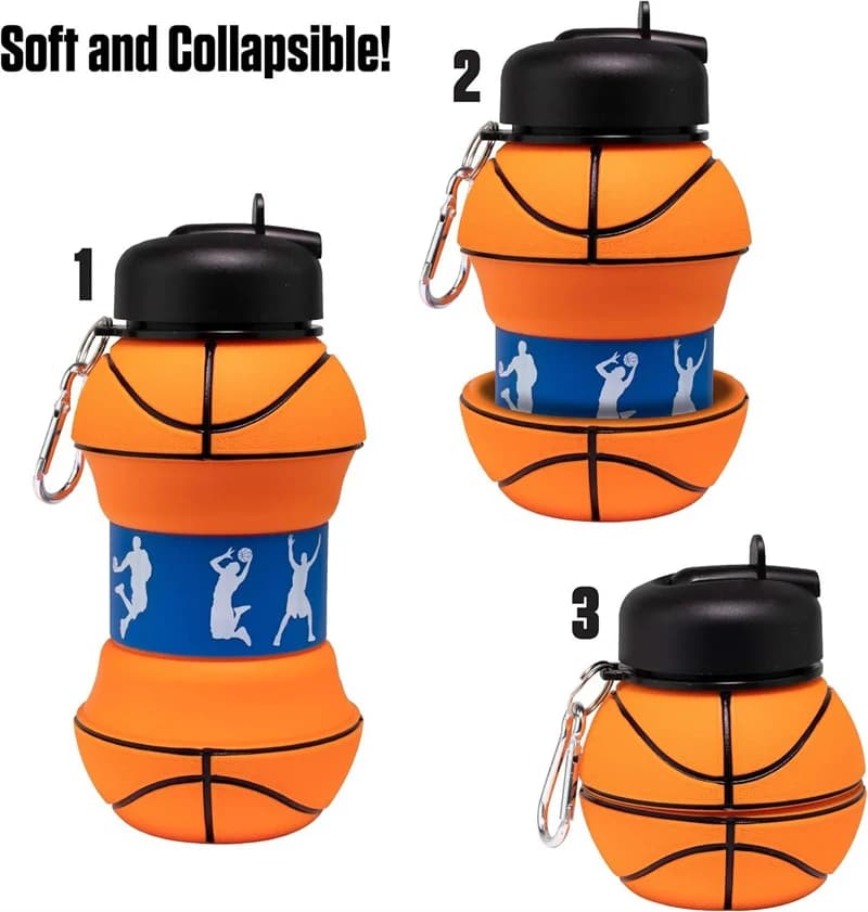 Bottiglia d'acqua pieghevole Tazze da campeggio Tazza Sport all'aria aperta Basket Calcio Tennis Golf Scuola Bottiglia d'acqua portatile per bambini a tenuta stagna