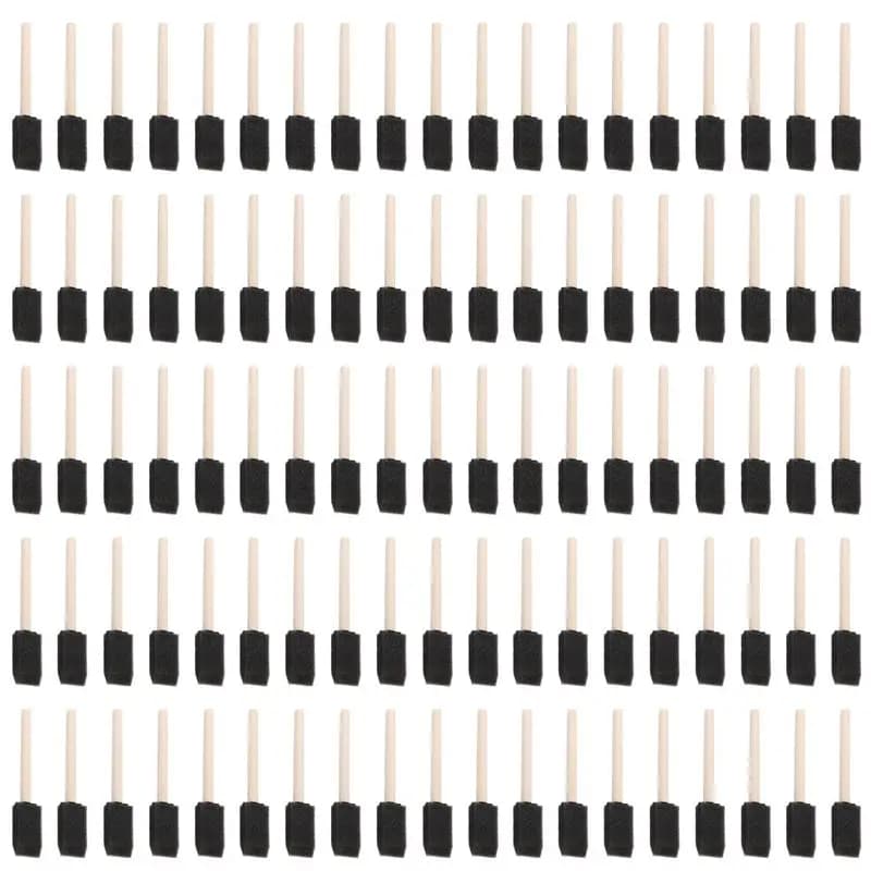 100Pcs Foam Brush,Sponge Wood Handle Paint Brush,Foam Paint Brushes,1Inch Foam Brush Painting Set For Acrylics,Crafts Highly Rec