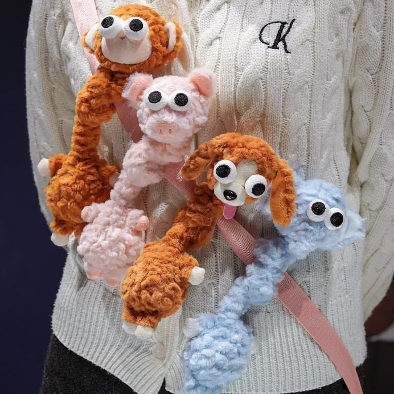 1 Pezzo Peluche 40cm a Collo Lungo: Maiale, Pecora, Husky, Volpe, Coniglio, Cane - Bambole di Peluche per Ciondoli da Polso e Decorazioni per Borse - Regalo Interessante